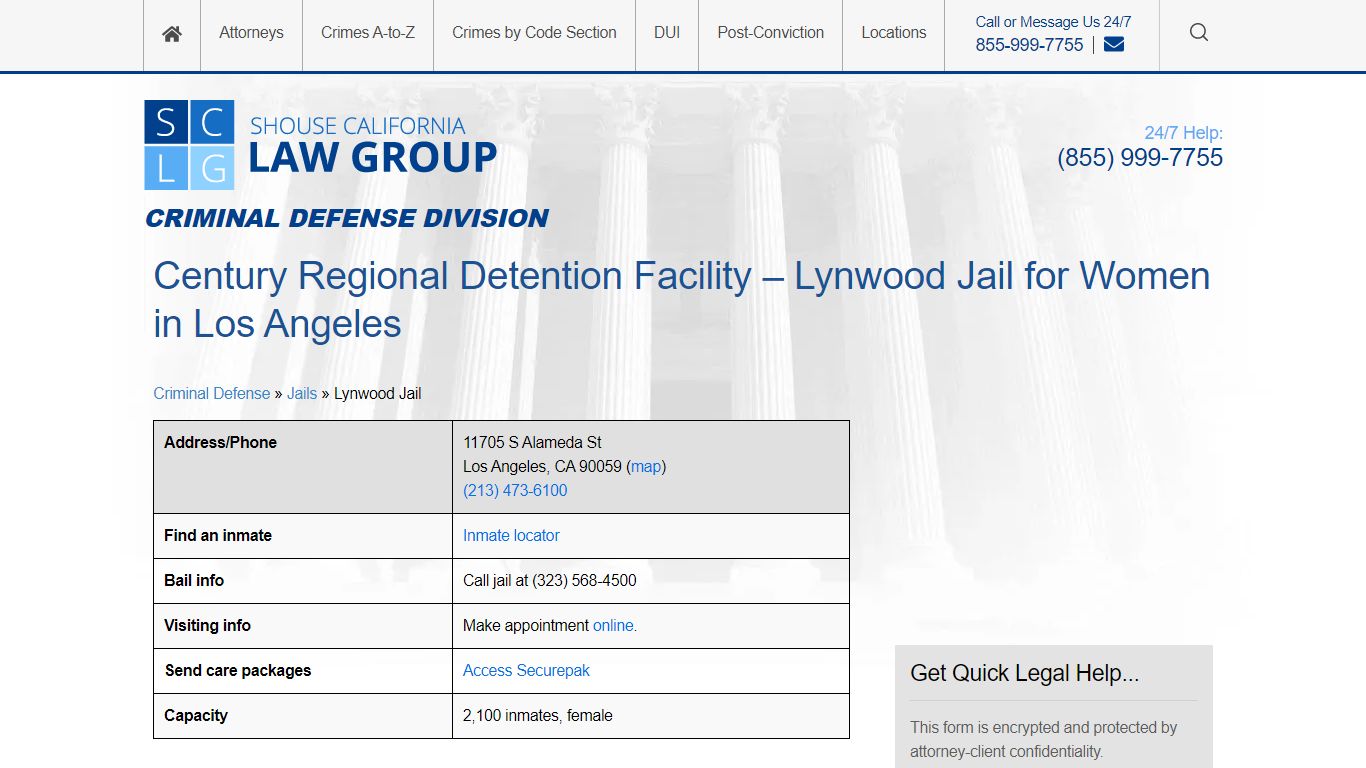 Lynwood Jail for Women in Los Angeles - Shouse Law Group