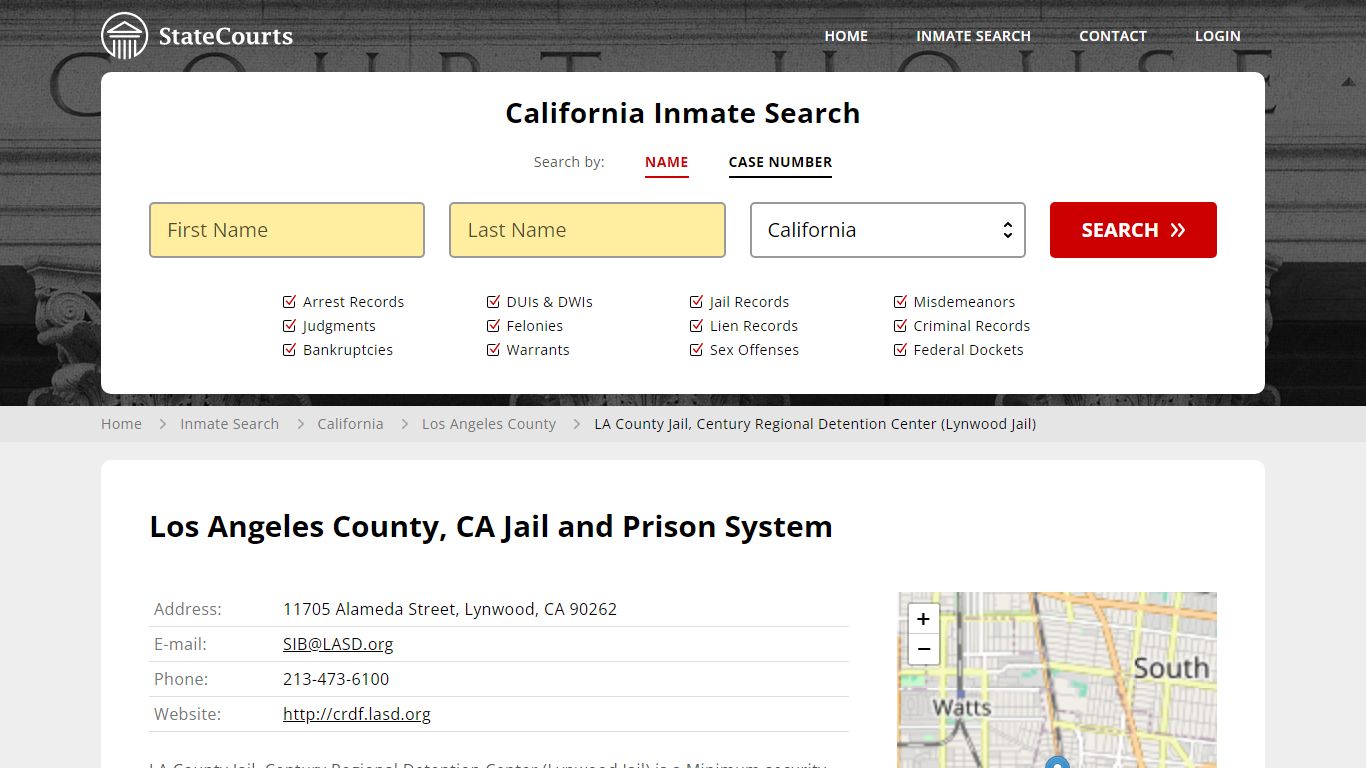 LA County Jail, Century Regional Detention Center (Lynwood Jail) Inmate ...